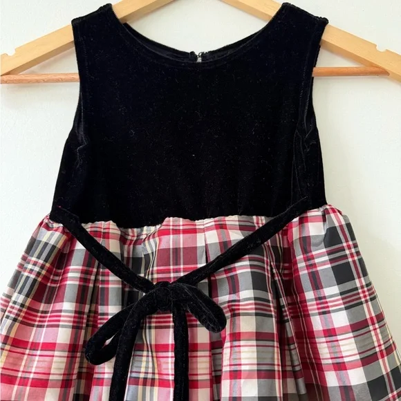 Girls Holiday Christmas Dress Velvet Plaid Size 5 Dressy Family Pictures - Picture 3 of 8